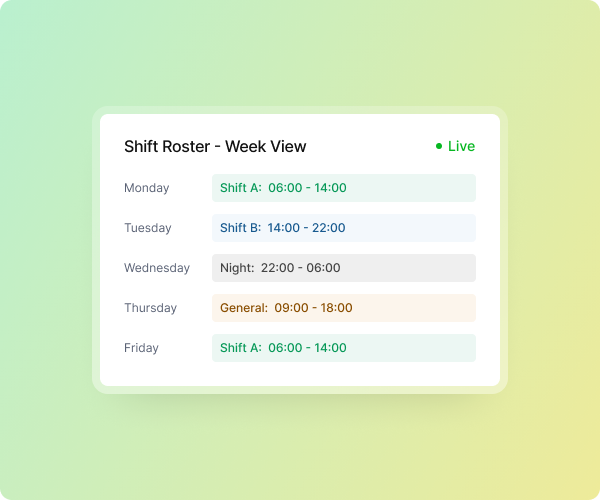 Shift roster dashboard preview